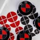 Schwarz & Rot Carbon Abzeichen Emblem Überzug für BMW